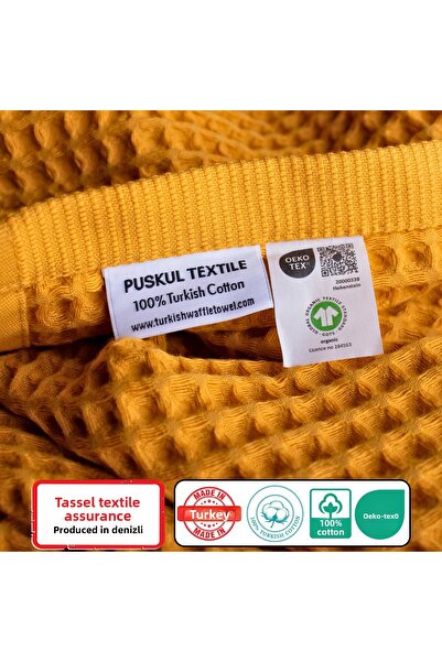 Püskül Tekstil Luxury 4-Piece Waffle Weave Towel Set (2 Bath + 2 Hand), 100% Cotton Quality Quick-Drying Towels