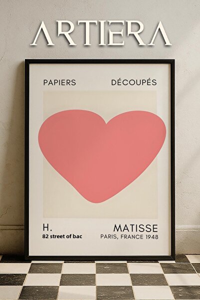 HİGUERA Σειρά Matisse Paper Cuttings Dusty Pink Heart Ζωγραφική τοίχου με ξύλ...