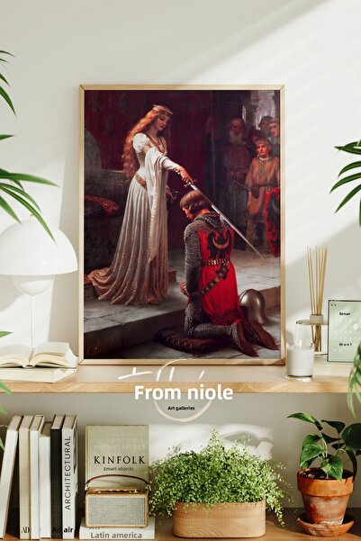 tablodea The Accolade 1901 Classic Medieval Knight Scene Poster înrămat Pictu...