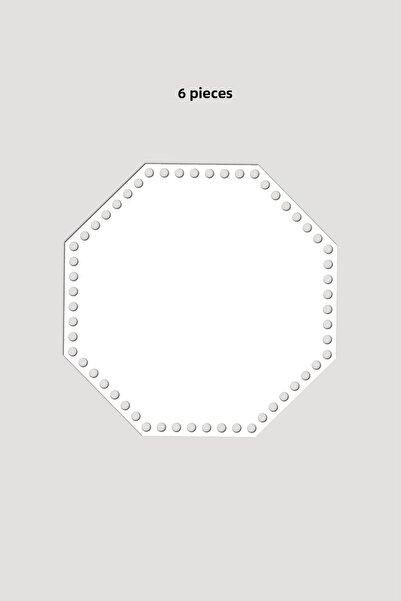 Lucena Ξύλινο Οκταγωνικό Καλάθι Βάση Δίσκου 14x14 εκ. 6 Τεμάχια Λευκό 3mm