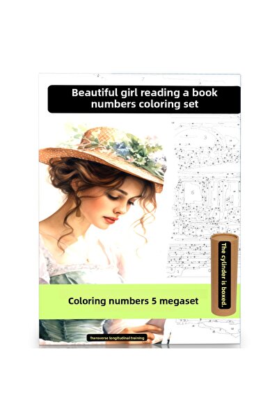 Enine Boyuna Eğitim مجموعة أدوات الرسم بالأرقام (الفتاة الجميلة تقرأ الكتاب)
