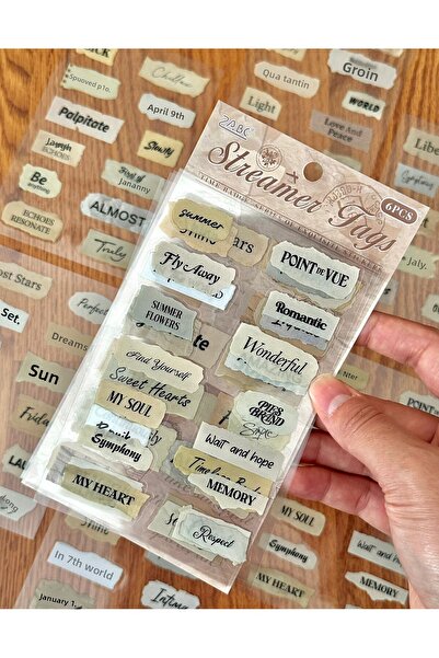 ZeCo Collection مجموعة ملصقات شفافة بتصميم كتابة عتيقة، 6 أوراق، 74 قطعة، للدفاتر/الملصقات/الستيكرات/ألبومات القصاصات