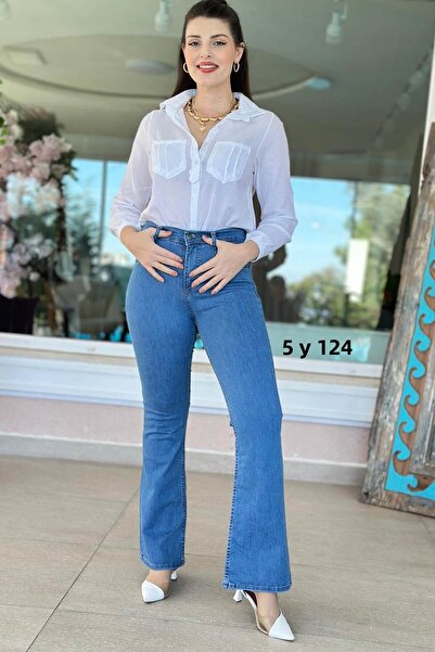 İnce Topuk Lycra Flared Leg Jeans 5Y124