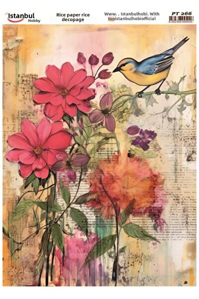 İstanbul Hobi ورق ديكور نحاسي 30×42 سم PT-266 زهرة الطيور