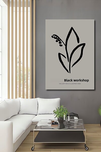 Teona Ahşap Tablou decorativ din lemn dreptunghiular cu reflexie de flori negre