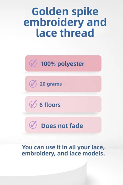 Litae Litaetrend 3 Pieces Gold Thread Embroidery and Lace Cord 20 Gr - Royaleks - No: 600