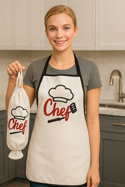 Ferzin Embroidered Kitchen Apron and Bag Holder Set of 2