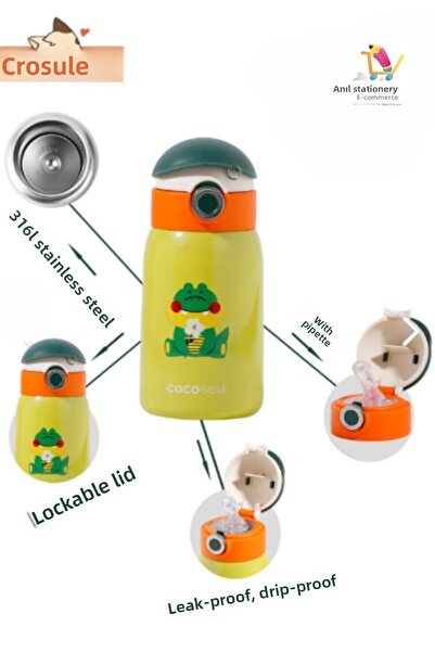 Vagonlife Cocosmile Special Boxed 470 ml Steel Thermos with Straw - Neck Hanging - 4 Different Models with Case