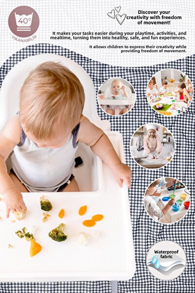 HAMUR Proof Liquid Proof 140X140 cm Baby Kids Play Event Activity Nutrition Cover Checkers Denim