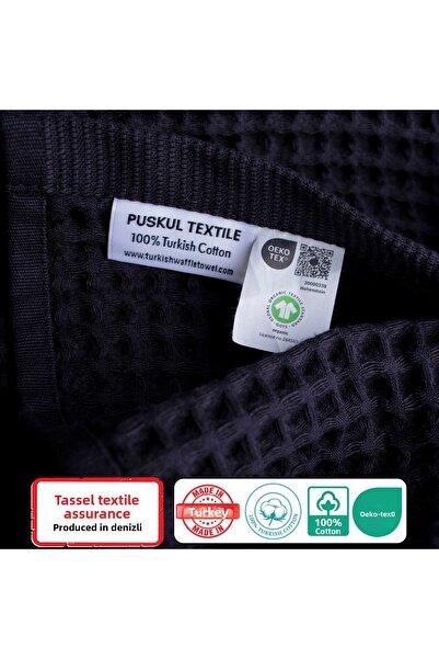 Püskül Tekstil Luxury 4-Piece Waffle Weave Towel Set (2 Bath + 2 Hand), 100% Cotton Quality Quick-Drying Towels