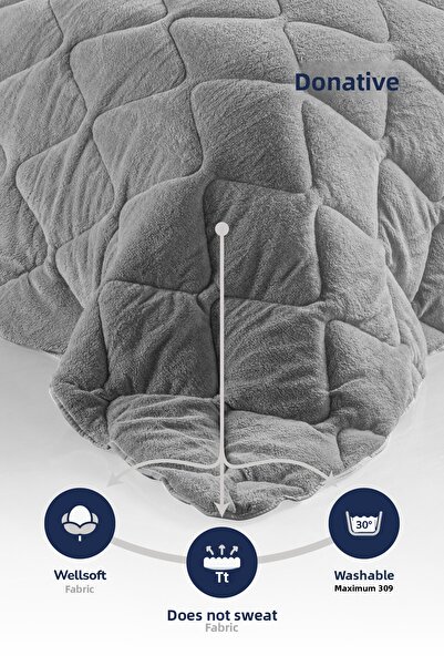 DONATEV Double Wellsoft Gray Quilt Set with Gift 195 X 215