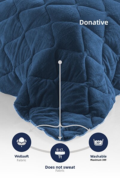 DONATEV Double Wellsoft Blue Quilt Set /195X215 cm with a Gift