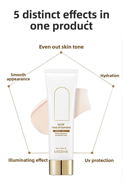 Missha قاعدة شمس متوهجة 50 مل - قاعدة مكياج ذات مظهر ناعم ومشرق ولامع بعامل ح...
