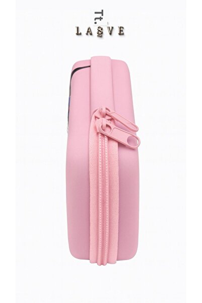 kuromi Licensed Pink Pen Holder with Hard Cover, 2-Section Organizer with Eyelet, Premium Design