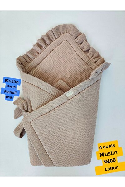 Tomuycuk 4 Layer Muselim Baby Blanket - 100% Cotton Natural Organic Sleeping Swaddle