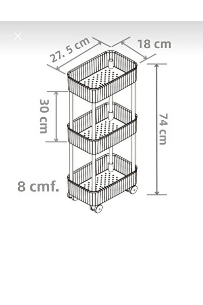 Okyanus Home Οργάνωση μπάνιου-κουζίνας 3 επιπέδων με τροχούς Πρακτικό ράφι Λευκό