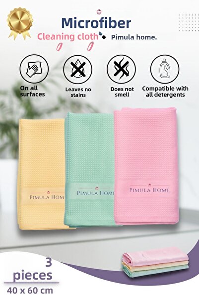Pimula home قماش تنظيف إنجليزي سحري حجم كبير 3 عبوات 40 × 60 سم