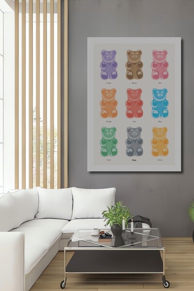 Teona Ahşap Tablou decorativ din lemn dreptunghiular Urși de gelatină colorați