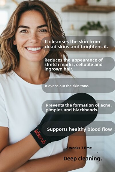 LET'SCRUB 1 Piece Black Bath Shower Scrub Exfoliating Glove 100% Flush Silk for Normal Skin