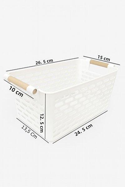 ego home 6 db-os többcélú tárolókosár fogantyúkkal - Szekrény és hűtőszekrény rendszerező kosár - FEHÉR