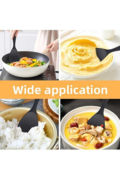 elfnur 5 Piece Heat Resistant Fireproof Non-Stick Silicone Ladle Spatula Spoon Set (30-28-22-20 cm)