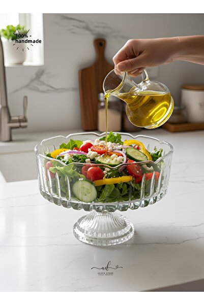 Akden Kristal Crystal Decor Lace Edge Handworked Glass Tableware Presentation Bowl