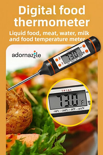 adornazzle مقياس حرارة الطعام للمطبخ، مقياس حرارة الطعام الرقمي، مقياس الحرار...