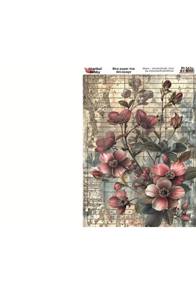 İstanbul Hobi ورق ديكور نحاسي 30×42 سم PT-565 زهور