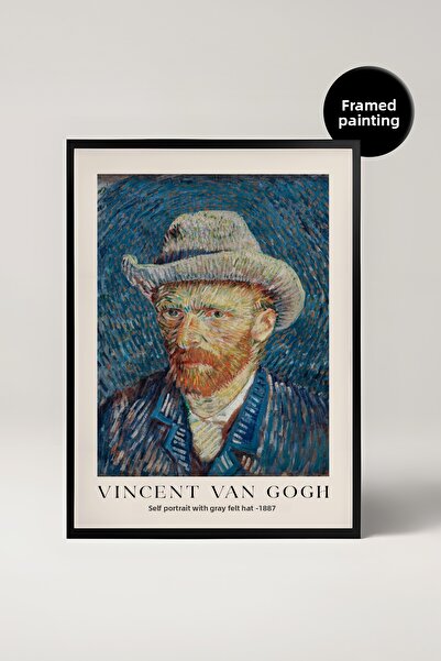 House Gorgeous Van Gogh Self-Portrait with Grey Felt Hat Famous Painters Framed Painting
