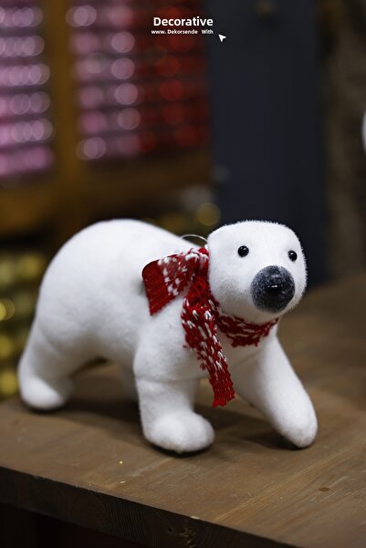 Dekorsende بطريق أبيض مع وشاح أحمر 35 سم