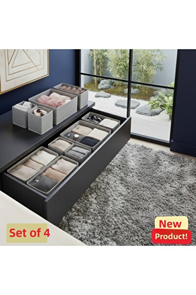 Textia Home Set de 4 sertare organizatoare pentru dulap, raft pentru articole...