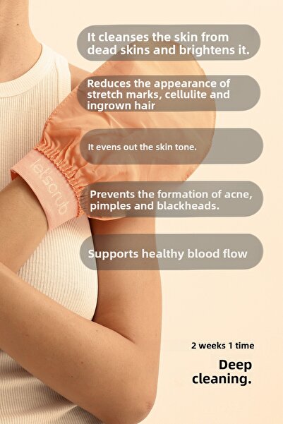 LET'SCRUB Yavruağzı Elastic Bath Shower Scrub Exfoliating Glove 100% Flush Silk For Sensitive Skin