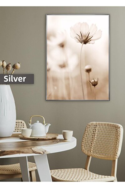 Harikabirev HARİKABİREV | MODEL DE FLORI DE MĂRĂLĂ ALBĂ | TABLA DE STICLA TEMPLATA CU CADRU, SIMPLE, VERTICALA