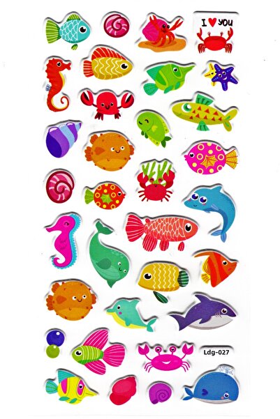 Limmy ملصق منقوش على شكل سمكة - ملصق مخطط، 17x9 سم (Ldg027)