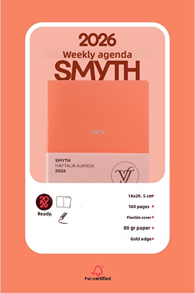 Victoria's Journals Smyth 2026 Weekly Agenda A5 (14X21Cm) Flexible Cover Ivory 80 Gr.