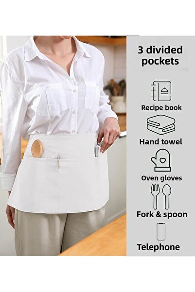 Lessa Home Cafe Barista Hairdresser Bartender Florist Waist Half Duck Linen Kitchen Apron White