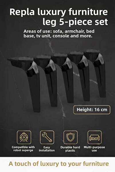 İMT AKSESUAR Mobilier Repla Canapea Unitate TV Scaun și Consolă Picior dulap 16 cm Negru