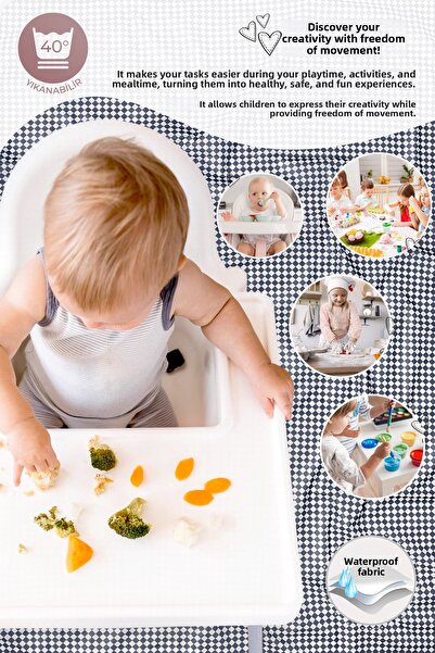 HAMUR Proof Liquid Proof 100X140 cm Baby Kids Play Event Activity Nutrition Cover Checkers Denim