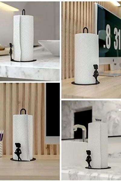 VENON White Matte Silver Flowered Metal Towel Napkin Holder- Paper Towel Holder-Tabletop Napkin Holder Roll Towel Holder