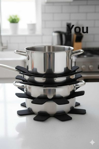MYS FLEX 5 Pcs Black Felt Pan Protector Prevents Scratches Practical and Soft Pot Pan Separator Felt