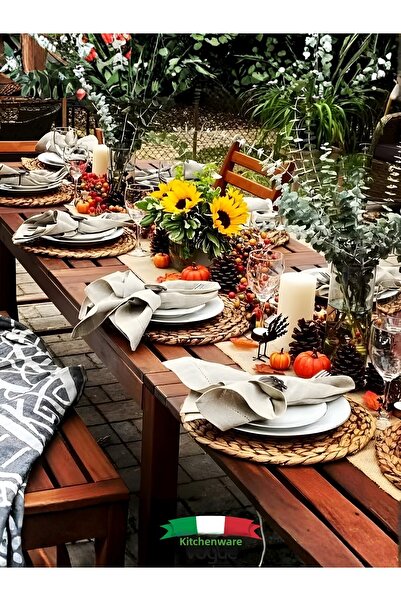 Kitchen Vogue Natural Bamboo Straw American Service |   Decorative Supla Hand Knitted Table Mat |   Decorative Knitted Supla