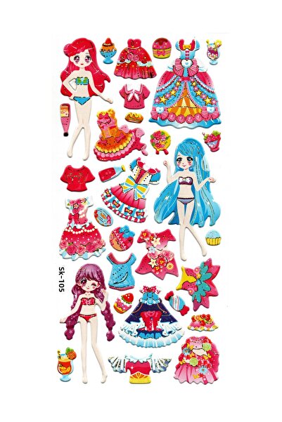 Limmy ملصق دفتر ملاحظات منقوش، ملصق مخطط (sk105) 9x18 سم - فستان فتاة