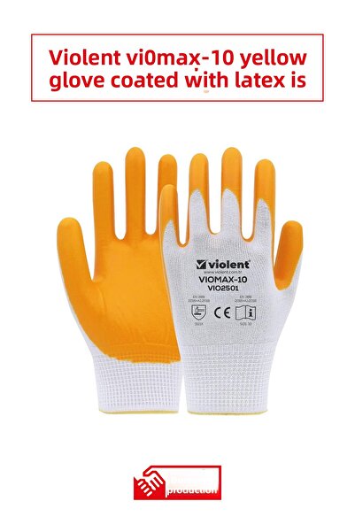 VİOLENT قفازات العمل الصفراء العنيفة Vıomax-10 - 12 زوجًا