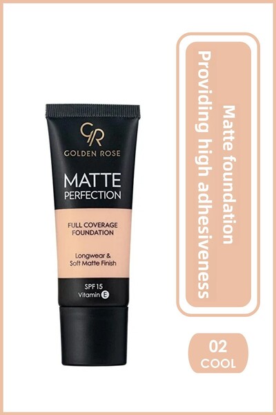 Golden Rose كريم أساس مات بيرفيكشن كول 02 بخلاصة الصفصاف وزيت بذور العنب، كري...