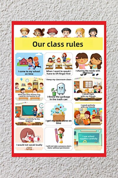 Rabadon لافتة قواعد الفصل الدراسي مطبوعة على قماش 50 سم × 70 سم