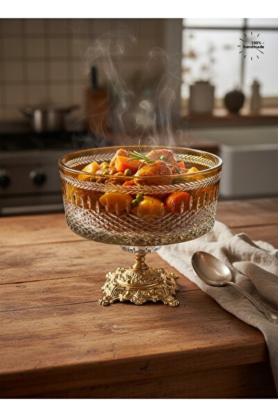 AKDEN STORE وعاء زجاجي ملون للديكور الكريستالي / وعاء تقديم أدوات المائدة / وعاء سلطة