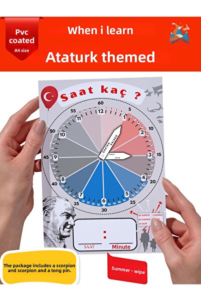 North And Peak مواد تعليمية للساعات ذات طابع أتاتورك - ساعة تعليمية مغطاة بال...
