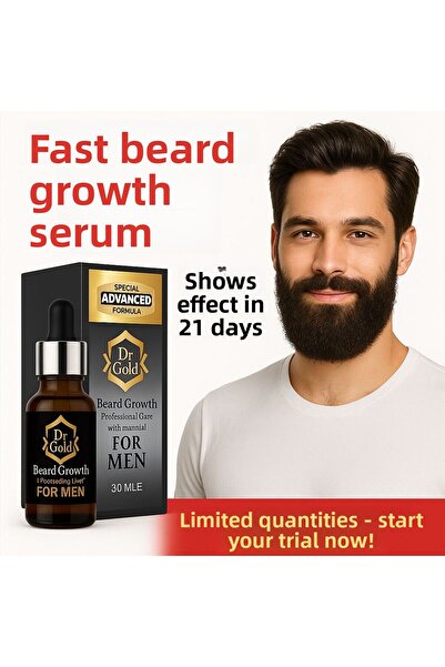 dr gold سيروم سريع المفعول لتطويل اللحية وزيت اللحية وسيروم الشارب