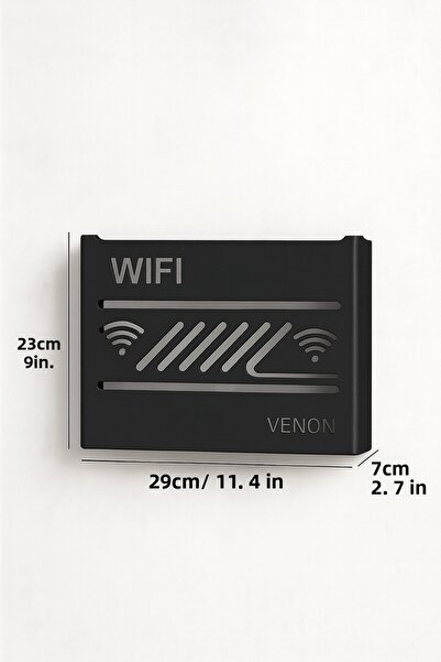 VENON Black Large Size Organizer Wi-Fi Modem Box – Decorative Metal Router Cover Striped