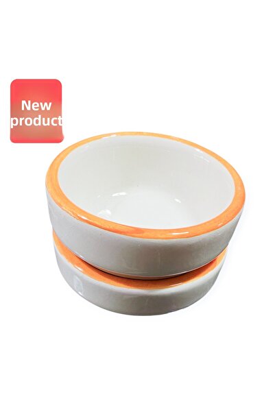 Ganita home وعاء سيراميك على شكل الجوكر لتقديم القهوة والحلويات التركية، طقم من قطعتين باللون البرتقالي